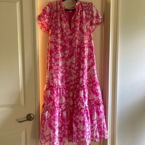 I. Marie, The Fleur Ruffle Sleeve Midi Dress, size Small